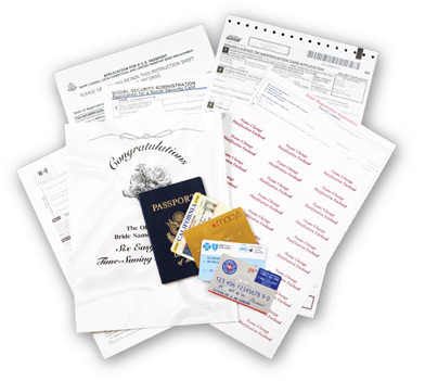 Contents of the Official New Bride Name Change Kit